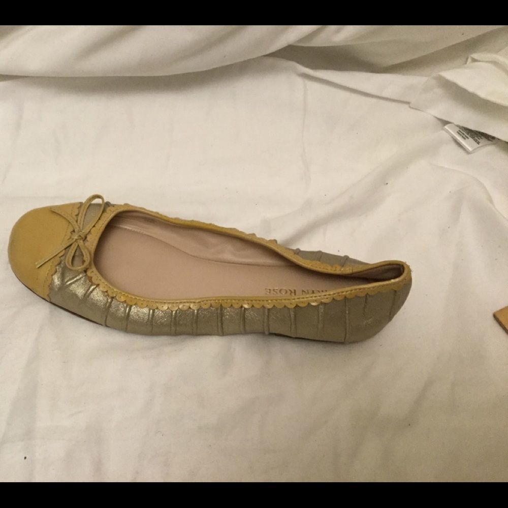 TARYN ROSE BAMBI BALLET FLATS BEIGE LEATHER YELLOW